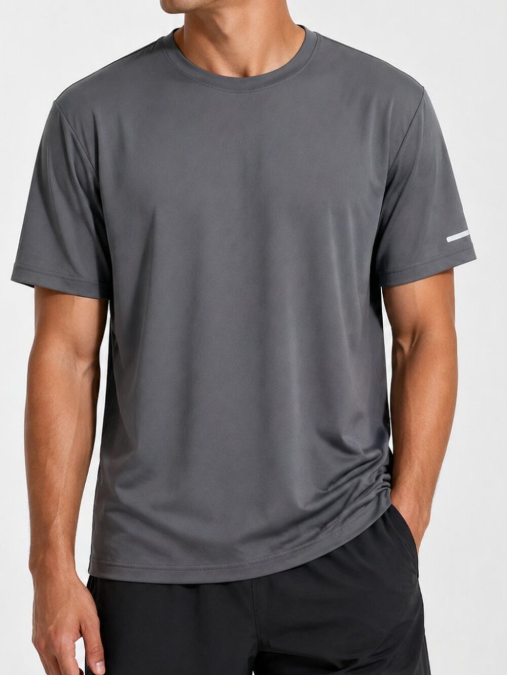 Mens Grey Athletic Sport T-shirt Short Sleeves Shirt size XL